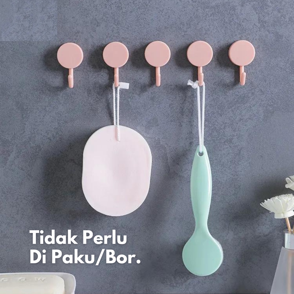 Gantungan Hook Bulat Polos Tempel Tembok Wall Hook Stiker Dinding Kail Tempel Kuat Serbaguna