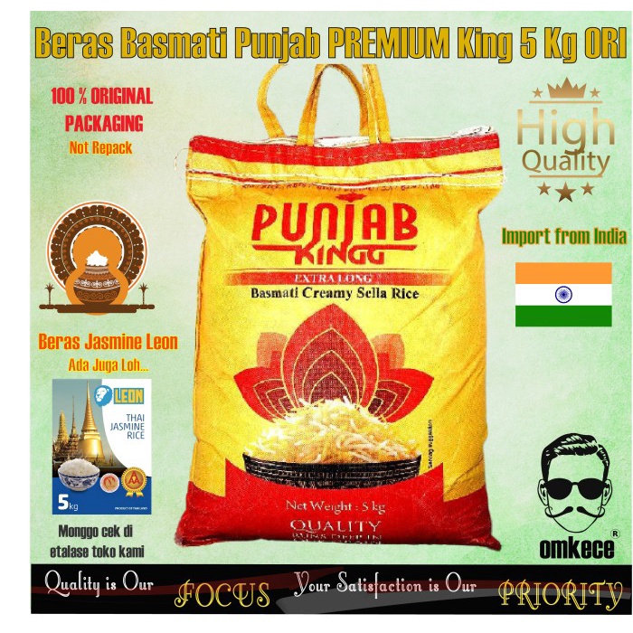 

[Bisa COD] Beras Basmati India Arab Punjab King PREMIUM 5kg ORI Briyani Kebuli