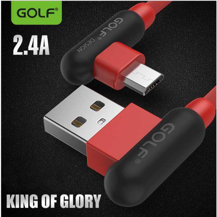 Golf Kabel Charger Micro USB L Shape 2.4A 1 Meter - GC-45 - Black/Red