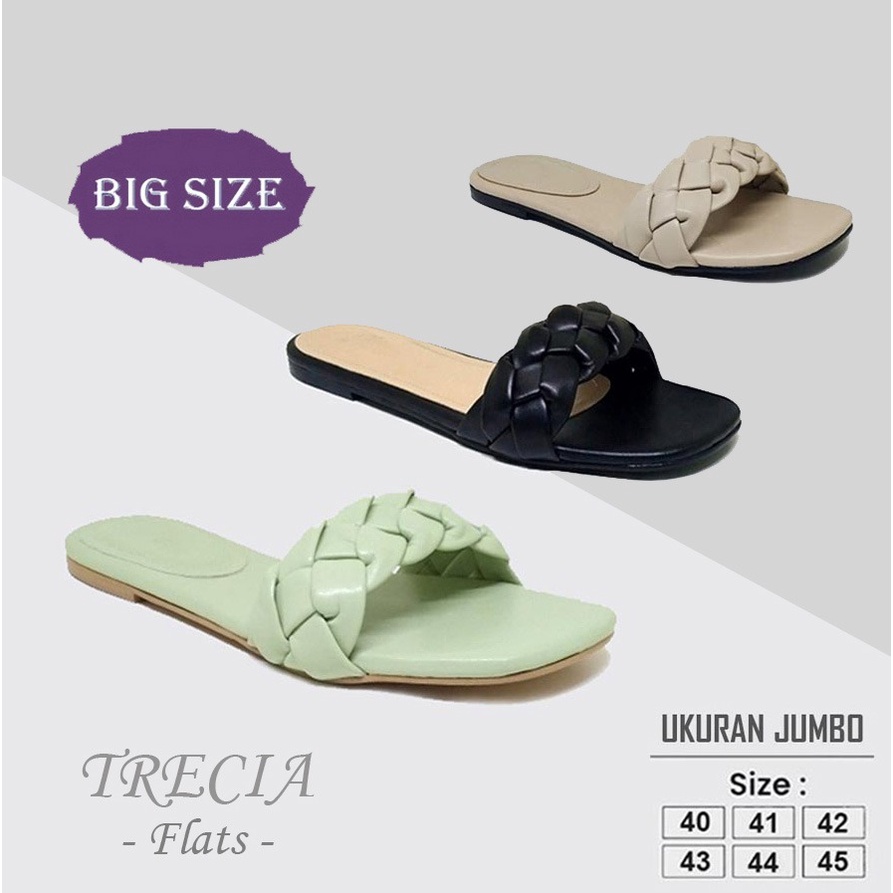 TRECIA X ZAGIB | Sandal Wanita Flat Indoor Ukuran Besar 40-41-42-43-44-45 / Sendal Casual Cewek Big Size