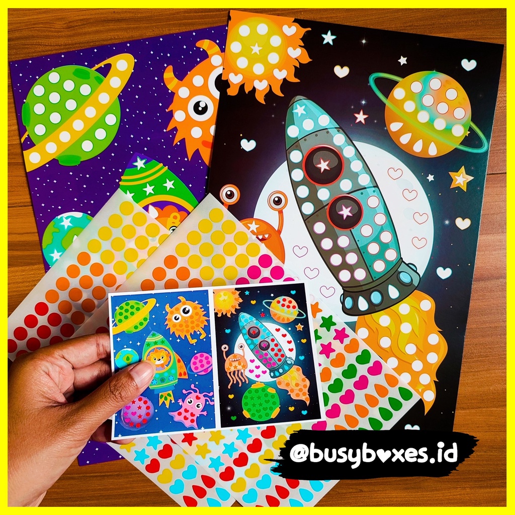 [busyboxes.id] Mainan Edukasi anak 3 tahun aktivitas menempel sticker rainbow seri rocket