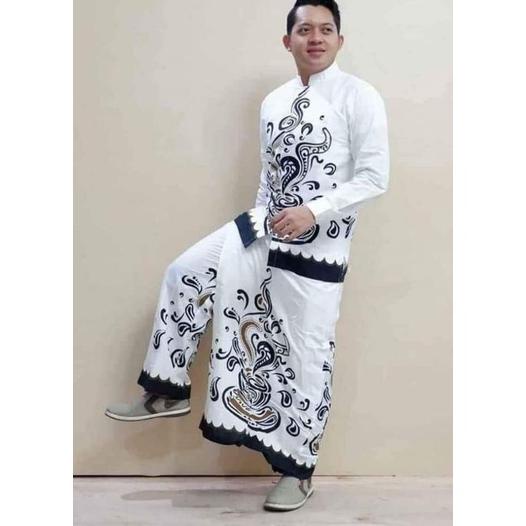 BISA COD Batik Setelan Sarung Dan Setelan Celana Sarung Batik Pria Sarung Batik Solo Pria Bahan Katu