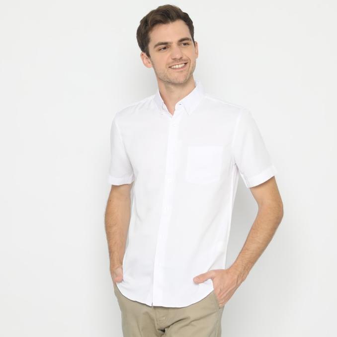 Platini Kemeja Polos Putih Pendek Polinosic 63014