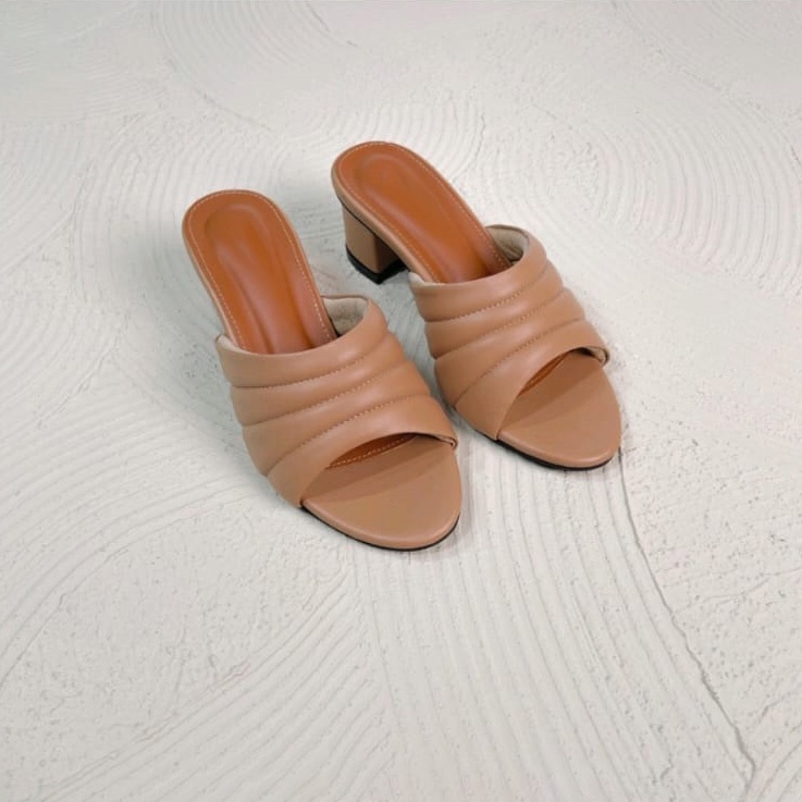 Sandal Heels Wanita Big Size 40-45 Sendal Selop Heel Ibu2 Kasual Formal Pesta Ukuran Jumbo Besar