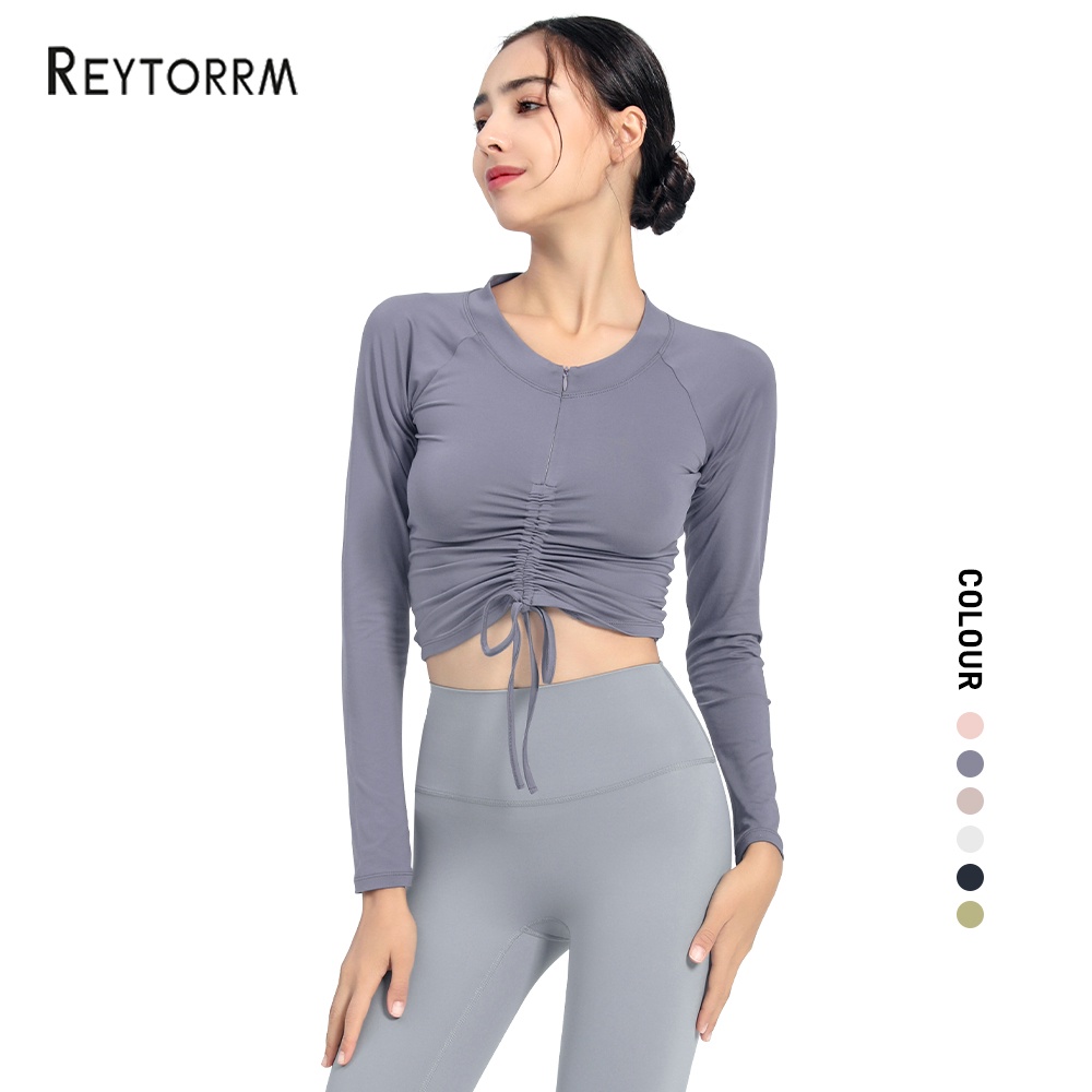 Reytorrm Baju Atau Atasan Olahraga Wanita Lengan Panjang Kaos Long Sleeve T-Shirt Yoga Oversize（YC13