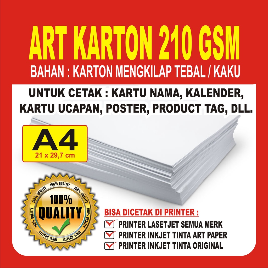 

Art Karton 210 gsm A4 / Kertas Art Carton Paper Glossy 230 gsm