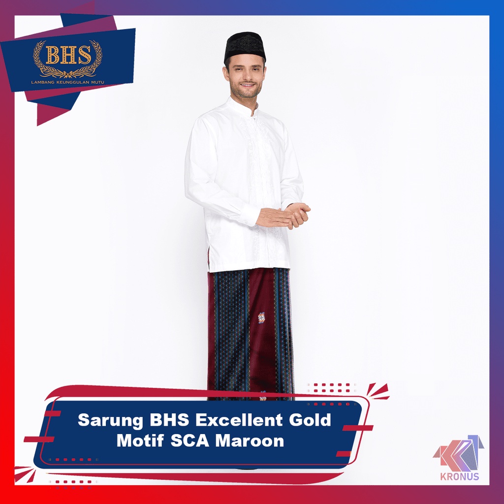 Sarung BHS Excellent Gold Motif SCA Maroon