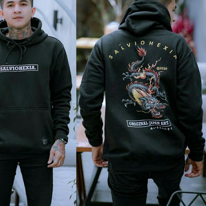 ❋ Sweater Hoodie Salviohexia Jaket Japan Art Jaket Pria Sweater Dragon Sweater Naga Slvhx ➮