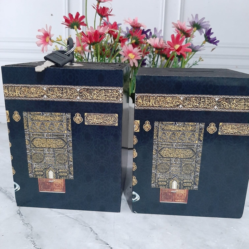 Celengan Kabah gembok Kunci Besar Tabungan kabah kakbah kunci Jumbo Kayu