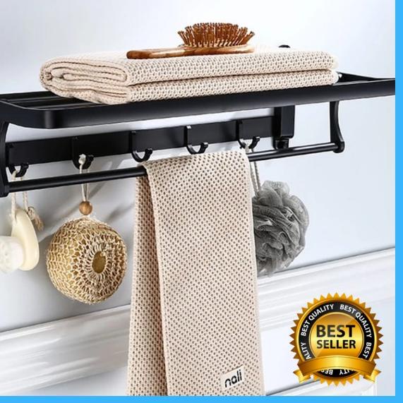 ► IMCOME Rak Dinding Gantungan Handuk Kamar Mandi 2 Susun Serbaguna Tempat Penyimpanan Handuk Kamar 