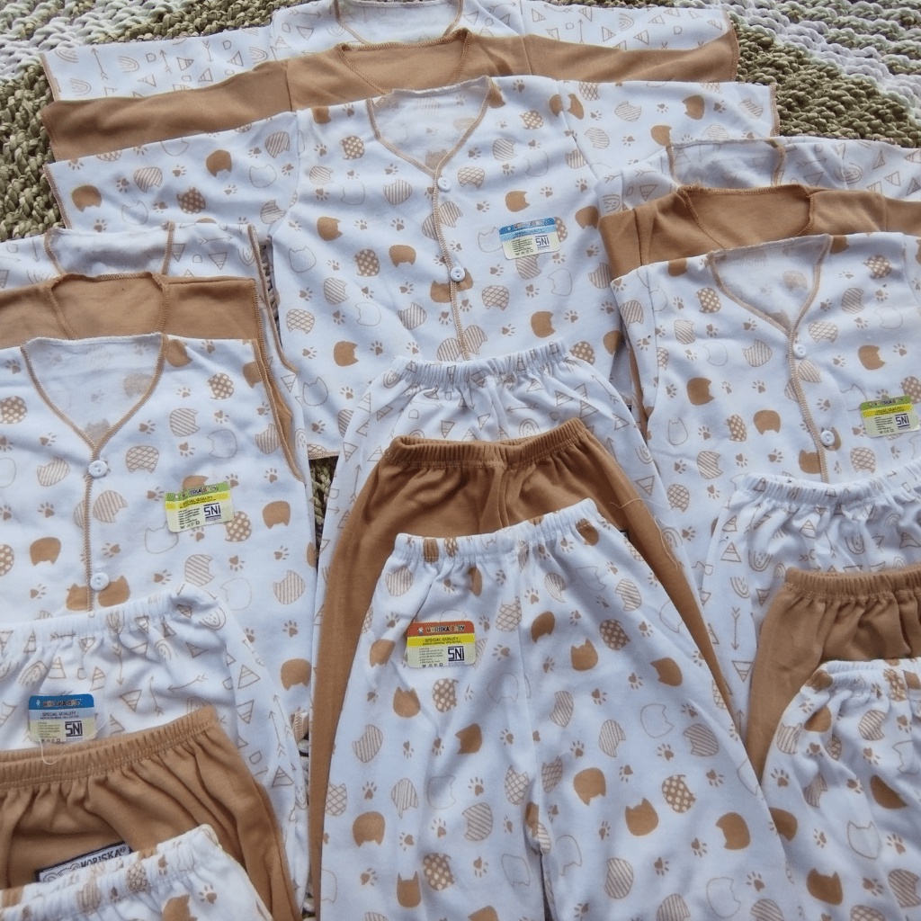 18 PCS Baju Bayi Baru Lahir dan Celana Bayi Baru Lahir Motif LUCU Setelan Bayi Newborn Seri MOCCA Meyriana Collection
