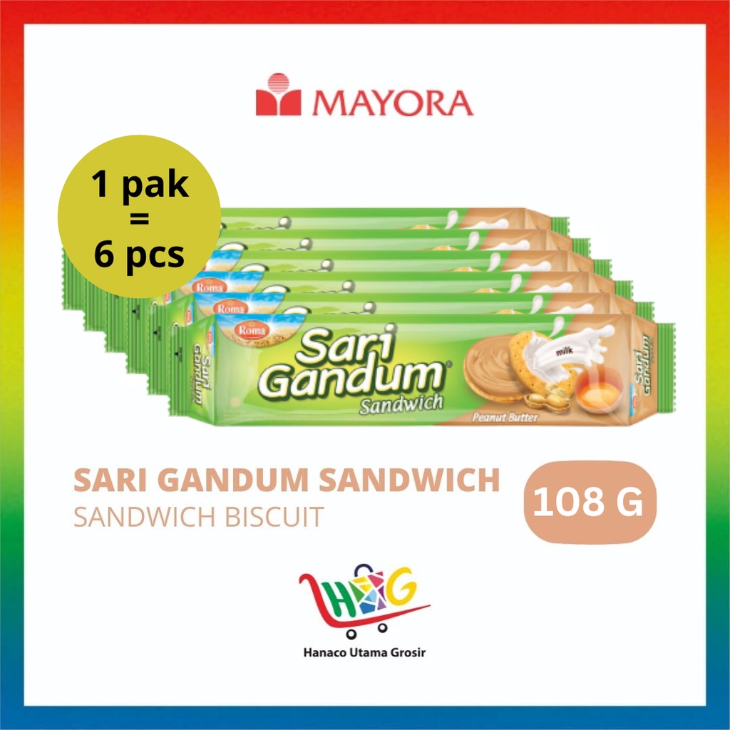 Roma Sari Gandum Sandwich 6 x 108g [ 1 PAK ]