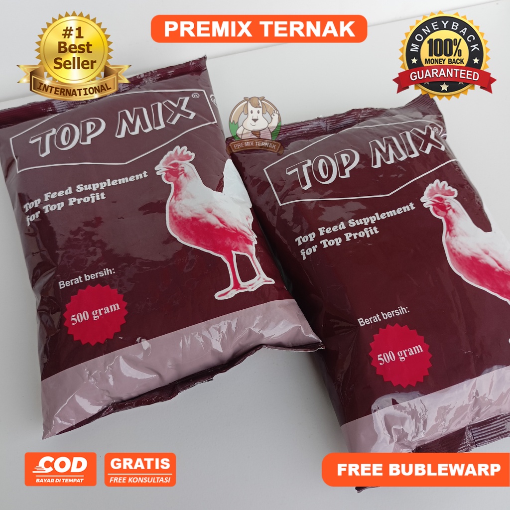 TOPMIX TOP MIX 500 GRAM MEDION Suplemen Penggemuk Ayam Tingkatkan Produksi Telur Tambahan Pakan Unggas Top mix