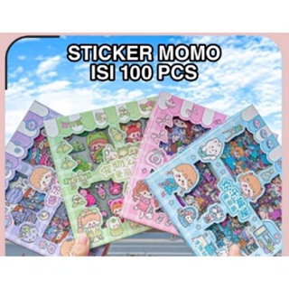 STICKER MOMO, AIMIER, EXPLORE, TEATIME VIRAL |  Sticker Waterproof Sticker Momo Kartun Korea Lucu Anti Air Dekorasi Handbook Scrapbook PAKAI  BOX Isi 100 Lembar bisa COD
