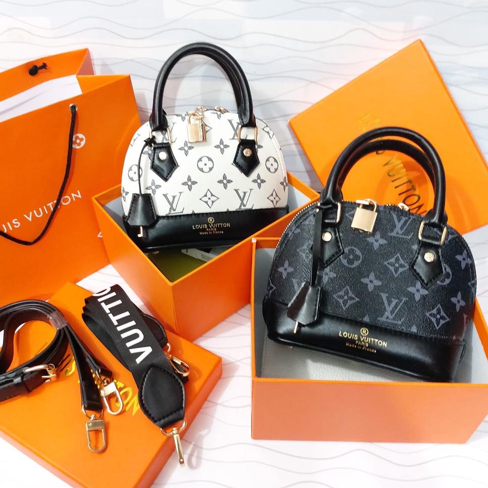 STOK TERBATAS TAS IMPORT ALMA SMALL FREE BOX & PAPERBAG KOMPLIT BRANDED PREMIUM 2 TALI STRAP GROSIR 