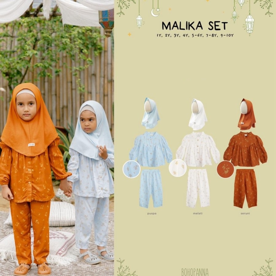 BOHOPANNA RAYA COLLECTION MALIKA SET | SETELAN MUSLIM BAYI PEREMPUAN | GAMIS BAYI