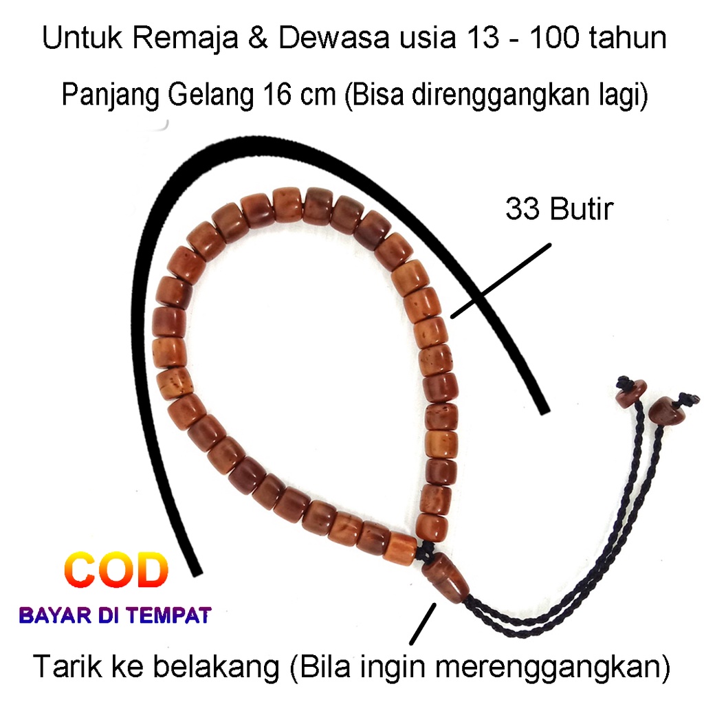 ✅COD Gelang Tasbih Kayu Kesehatan 33 Butir Kaukah Koka Kaokah Kokka Couple Pria Wanita Asli Original