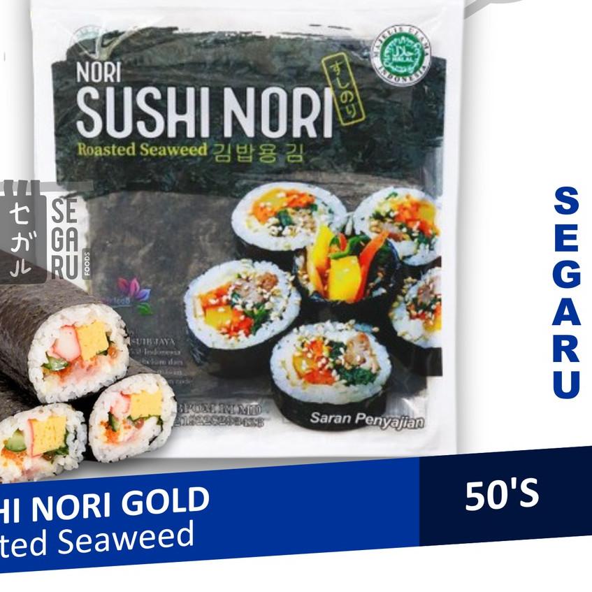 

✽ Sushi Nori Sheet Gold 50 Lembar | Sushi Roasted Rumput Laut Halal MUI ✷
