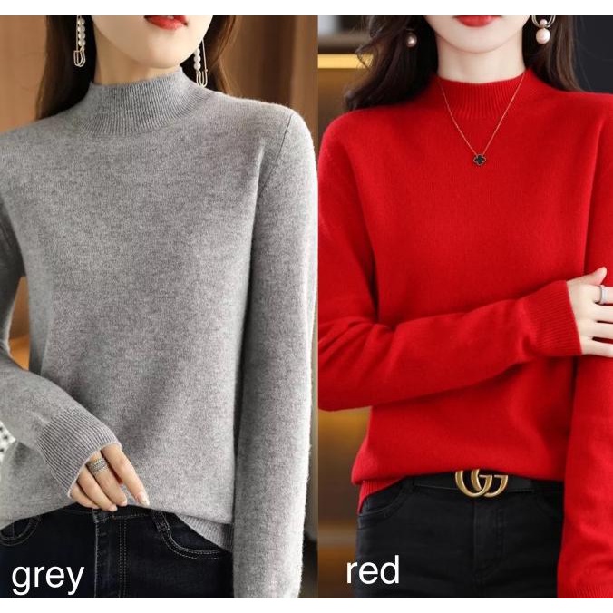 Mock neck long sleeve knit top sweater