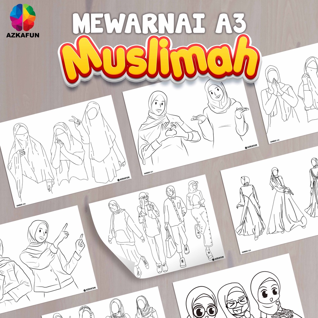 

Kertas Mewarnai A3 MUSLIMAH - lembar mewarnai anak