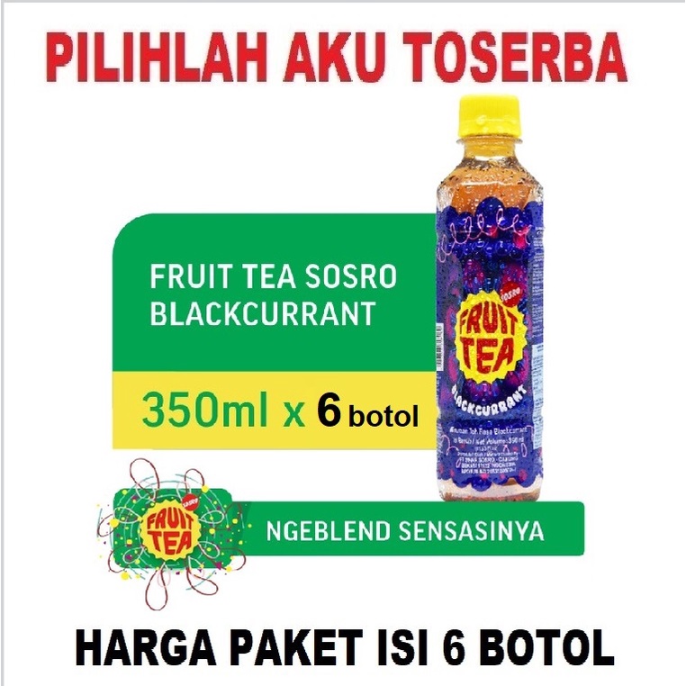 FRUIT TEA Sosro BLACKCURRANT PET 350 ml - ( HARGA 6 botol )