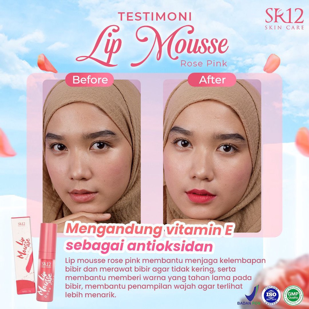 SR12 Lip Mousse Sweet Brown 2gr Melembabkan Bibir Warna Cokelat Tahan Lama