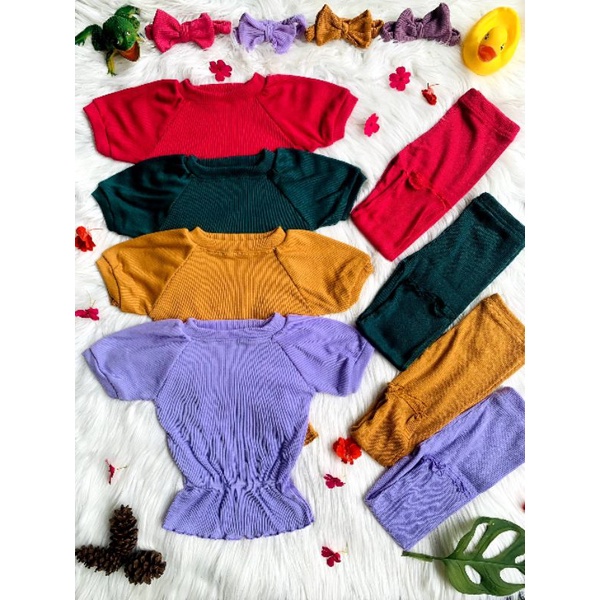 Baju Setelan Anak Perempuan VIONA Ruffle Knit Tee | Baju Oneset Anak Perempuan Viona Bahan Rib Knit Halus Dan Lembut | Baju Pakaian Anak Setelan Cewek