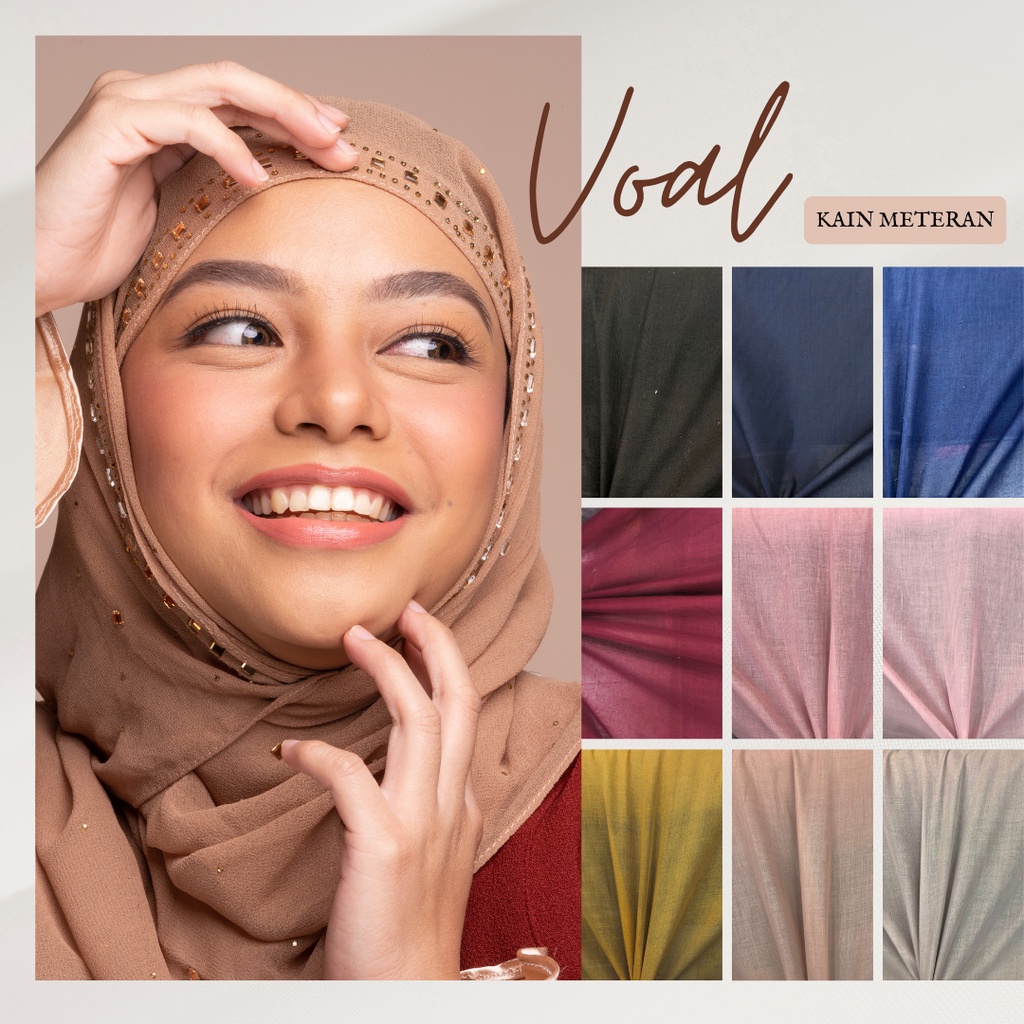 KAIN VOAL POLOSAN METERAN POTONGAN PREMIUM KERUDUNG / HIJAB JILBAB / SEGI EMPAT VOAL