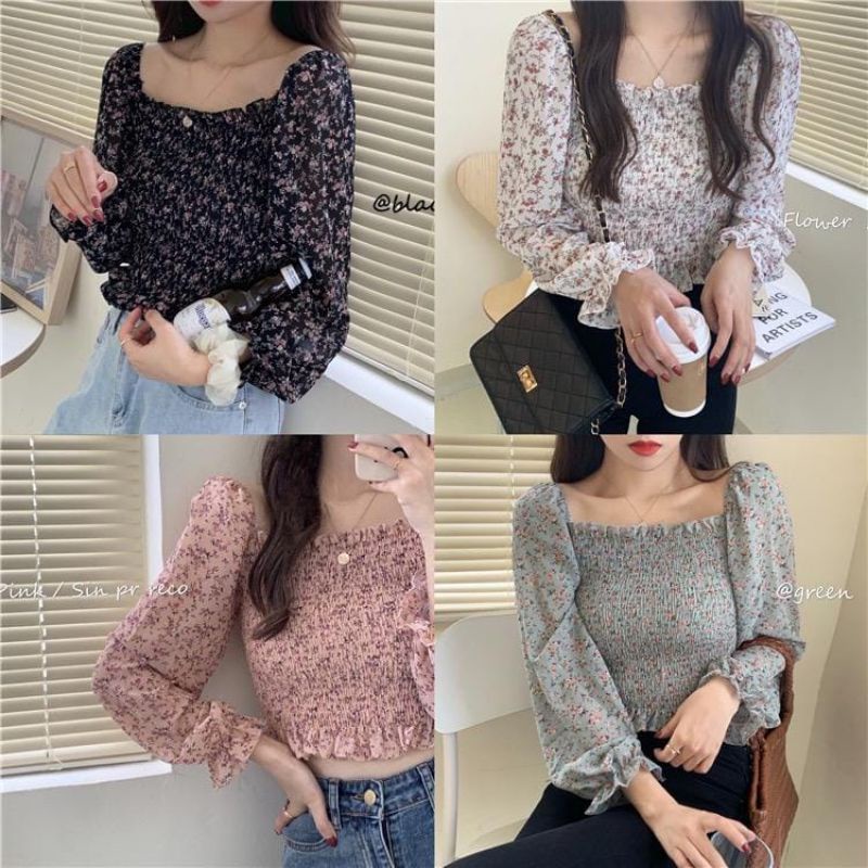 ALICE CUTE CROP TOP TERBARU 2023 / BLOUSE SABRINA VINTAGE KOREAN STYLE KEKINIAN / ATASAN REMAJA WANI