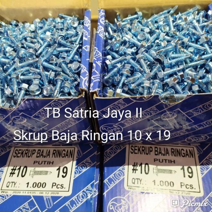 Skrup baja ringan 10x19/baut baja ringan Lion hrg per dus isi 1000 pcs