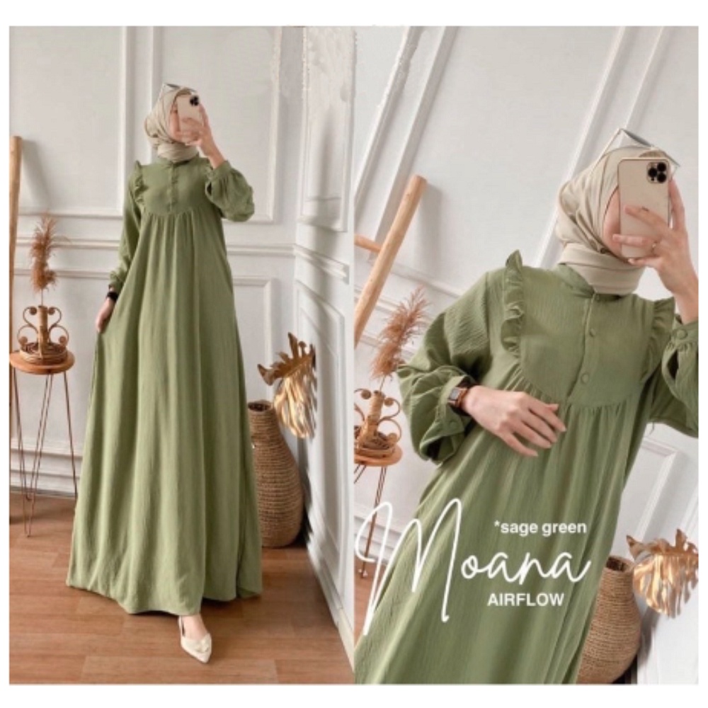 DRESS GAMIS MOANA BAHAN CRINCLE AIRFLOW / GAMIS WANITA