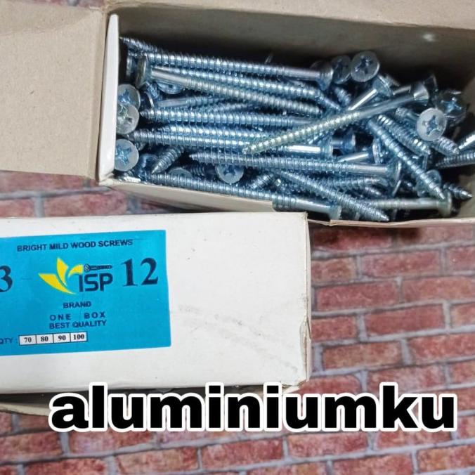skrup kayu 3x12 panjang 7cm + galvanis /kotak