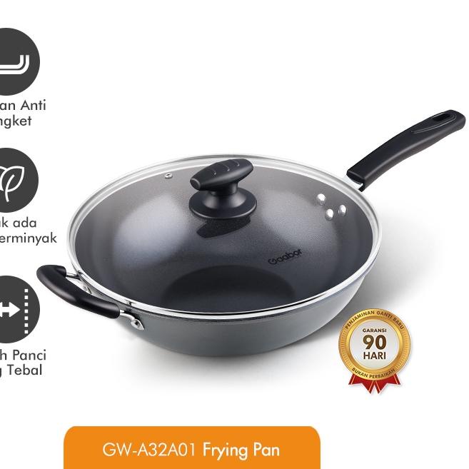➭ Gaabor Panci Penggorengan Wok Anti Lengket bahan Teflon 32 cm non-stick frying pan /GW-A32A01 ♣