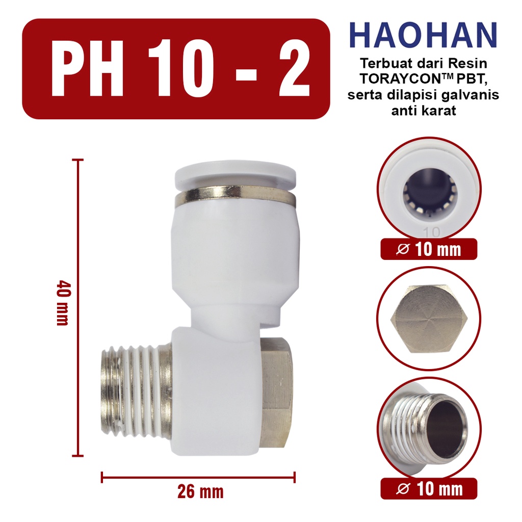 PH PNEUMATIC FITTING Fitting push in pneumatic model elbow