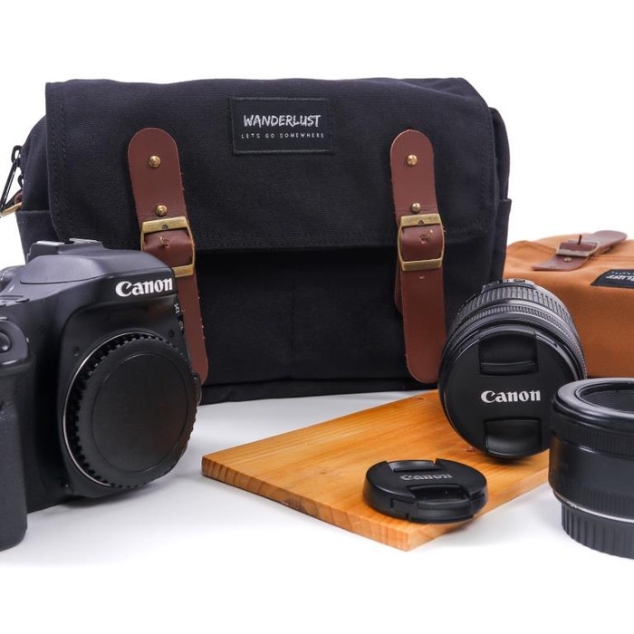 Selempang Inwood Black Wanderlust Tas Kamera Selempang Kanvas Mirrorless Dslr