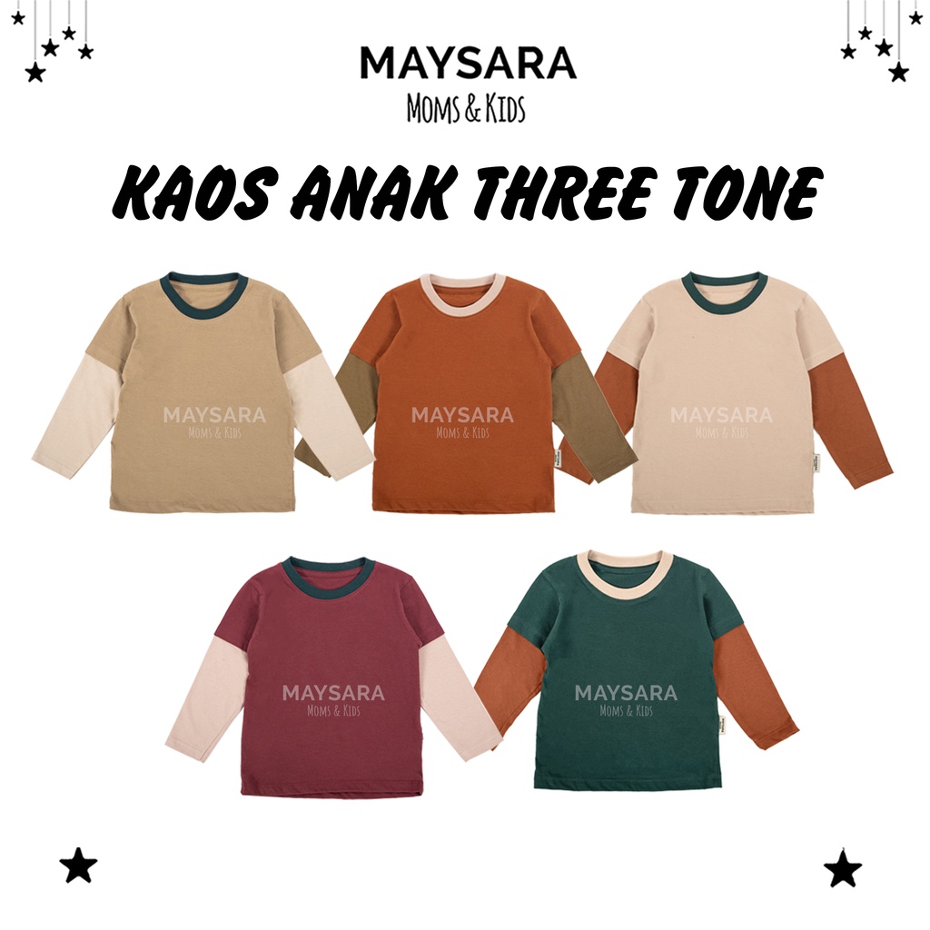 Kaos Lengan Panjang Anak 3 Warna Long Sleeve Tshirt Baju