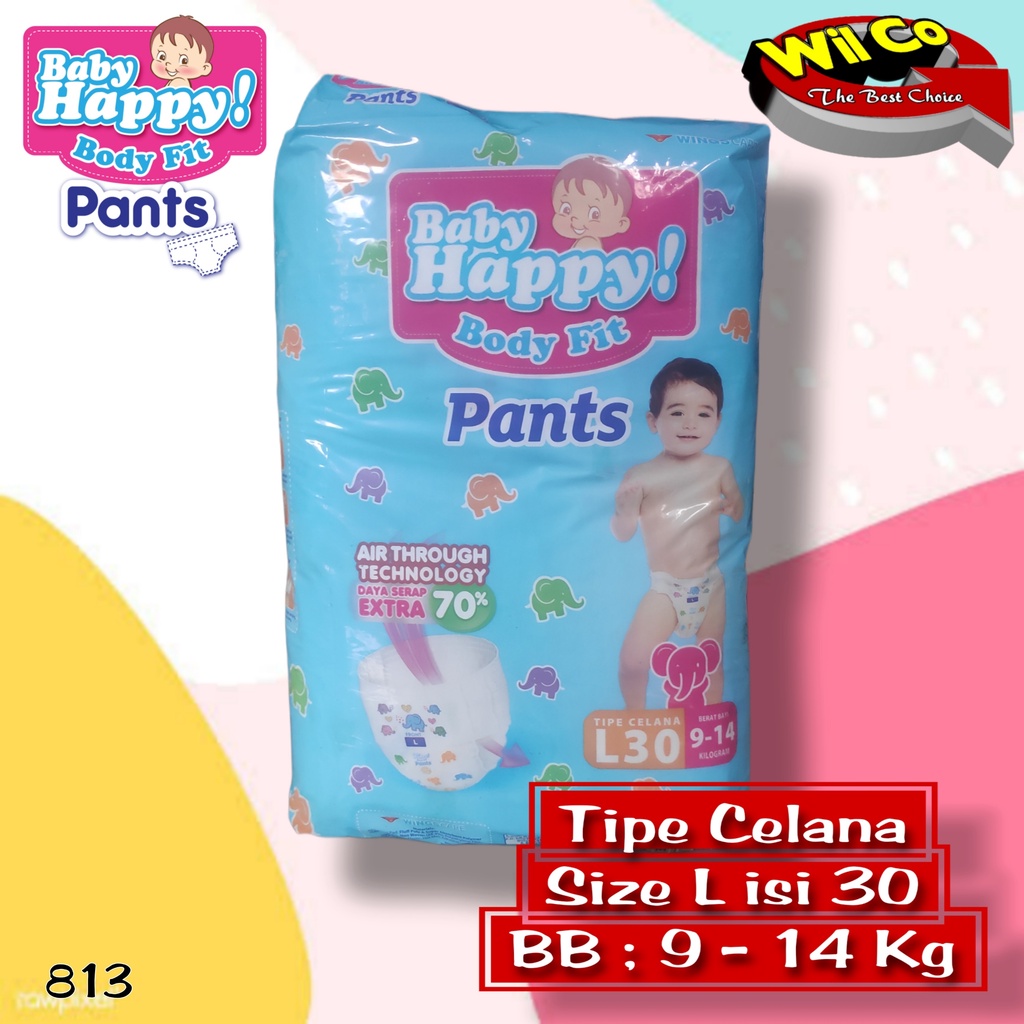 K813 - POPOK BAYI MERK (BABY HAPPY) PANTS PAMPERS BAYI KEBUTUHAN ANAK BAYI UNISEX UKURAN S - L