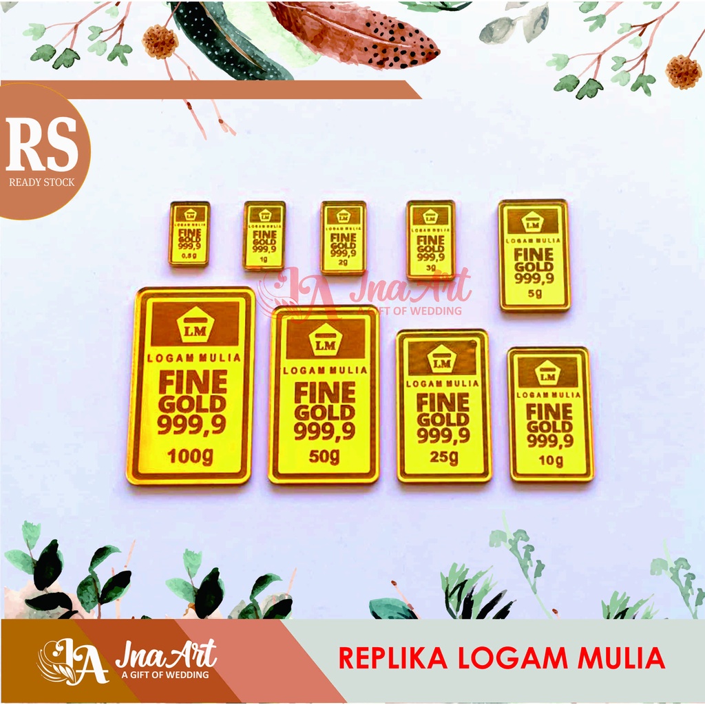 Replika Logam Mulia Emas Batangan Akrilik Mirror Gold