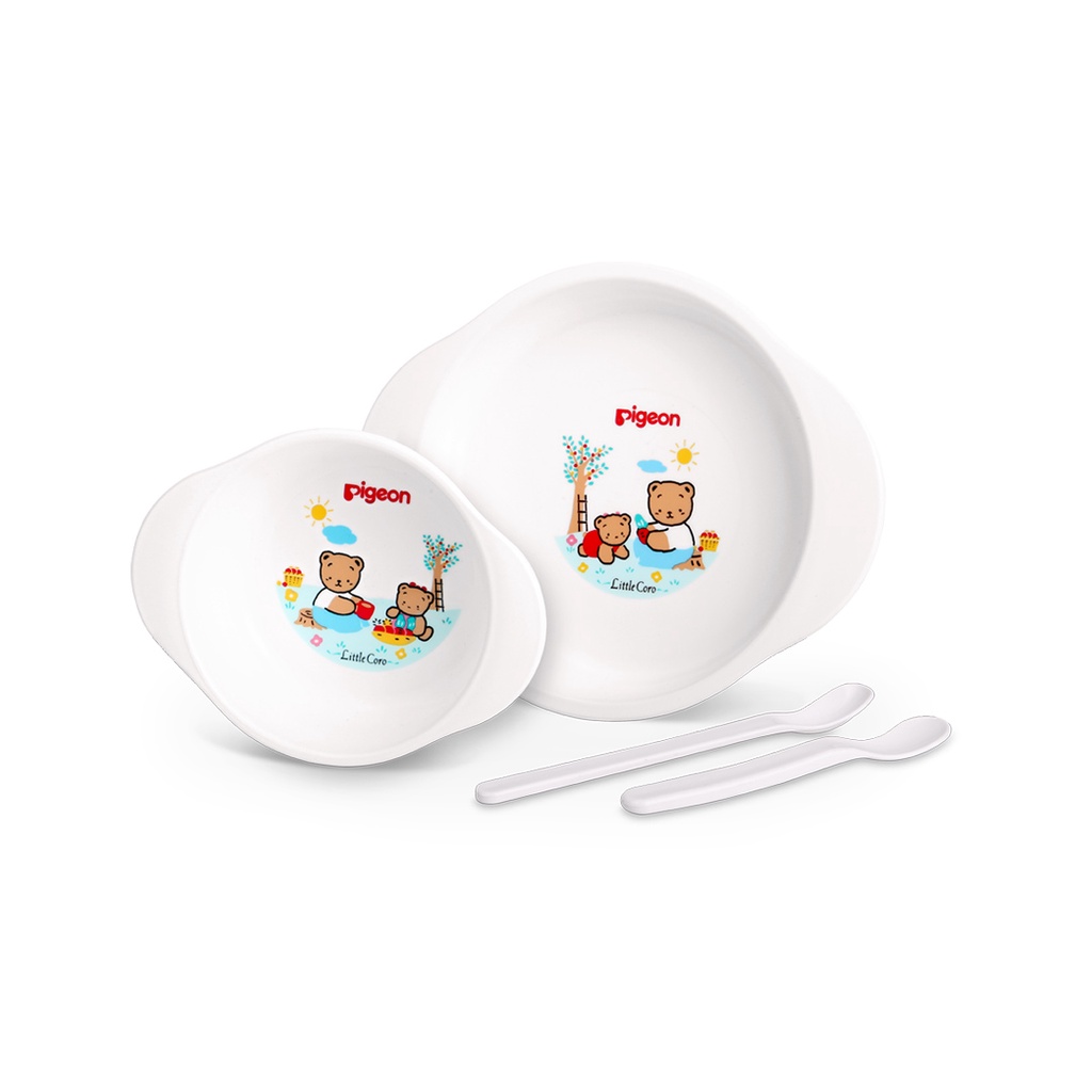 Pigeon Feeding Set Mini Isi Piring, Mangkuk, Sendok Besar dan Kecil / kado Hampers Bayi Baru Lahir