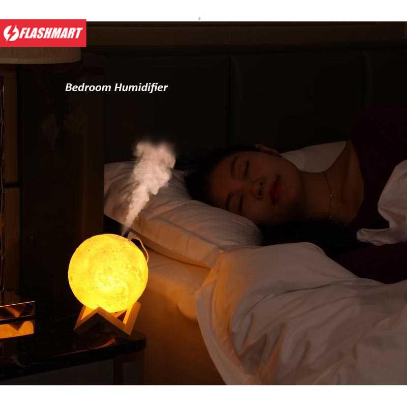 Flashmart HUMI Air Humidifier Lampu Tidur 3D Moon Night Light - AX-08