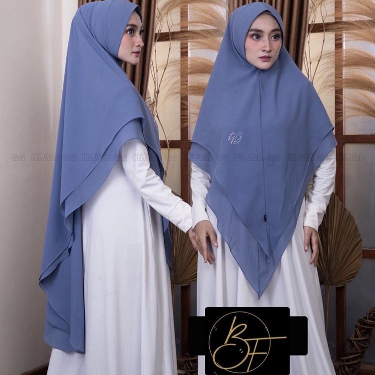 READY TERBARU KHIMAR BARAKA WARNA DENIM JUMBO SWAROSKY HIJAB INSTAN BAHAN CERUTY BABY DOLL TER ABDAT