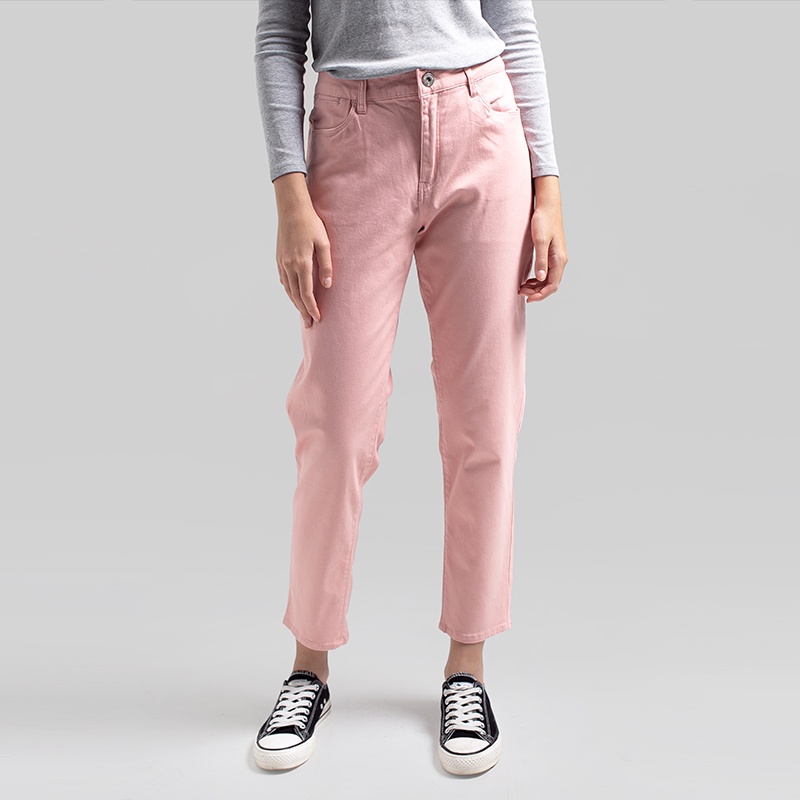 3Second Original Celana Panjang Ankle Cotton Viscose Long Pants Wanita Pink Mellow Rose 020722