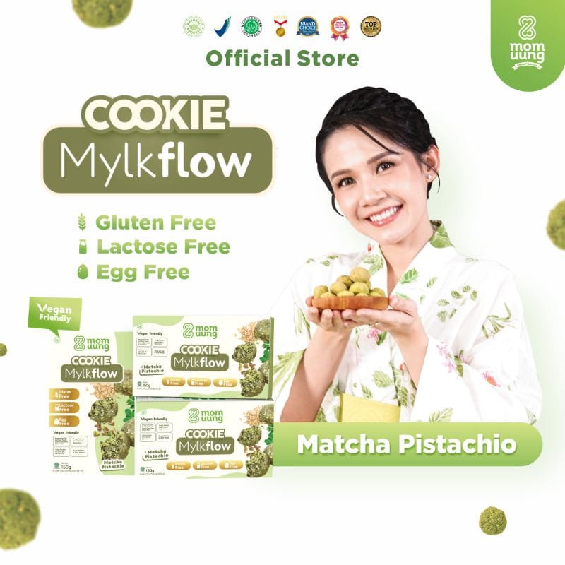 MOM UUNG COOKIE ASI BOOSTER MYLKFLOW CLASSIC CHOCO ATAU MATCHA PISTACHIO /COOKIE SEHAT PELANCAR ASI/ VEGAN