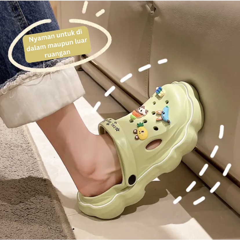 Mainland Sandal Crocs Pin Karakter Jibbits Lucu Sandal Kodok Viral Kekinian Sendal Lubang Pin Karet Rumahan Outdoor HSN132