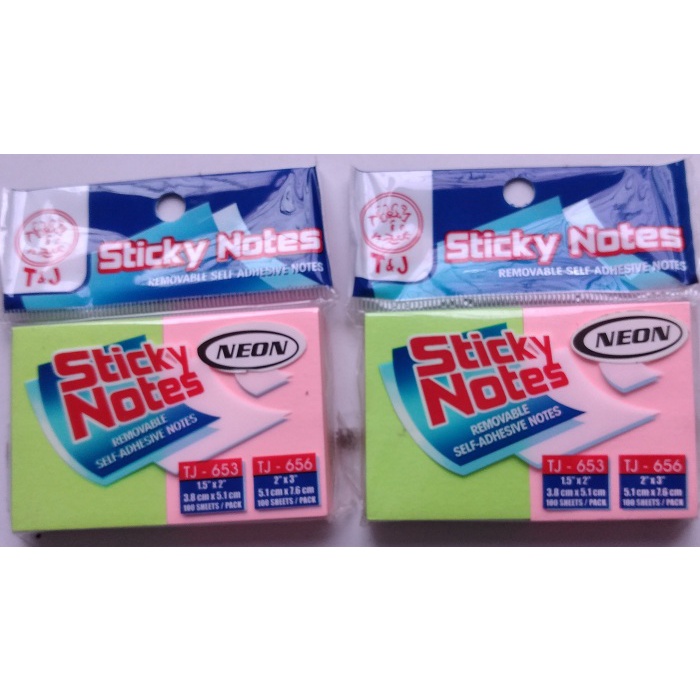 

Sticky Notes T&J 653 & 656 Neon Bentuk Kotak 3.8 x 5.1 cm