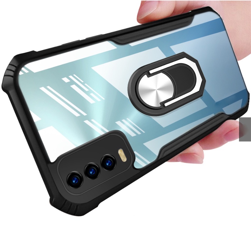 Transparan Holder Case Xiaomi Redmi 10C K40 Note 5 6 7 8 9 10 11 Pro 9S 10S 11S 4G 5G Casing Ring Anti Jatuh Stand Penyangga SoftCase