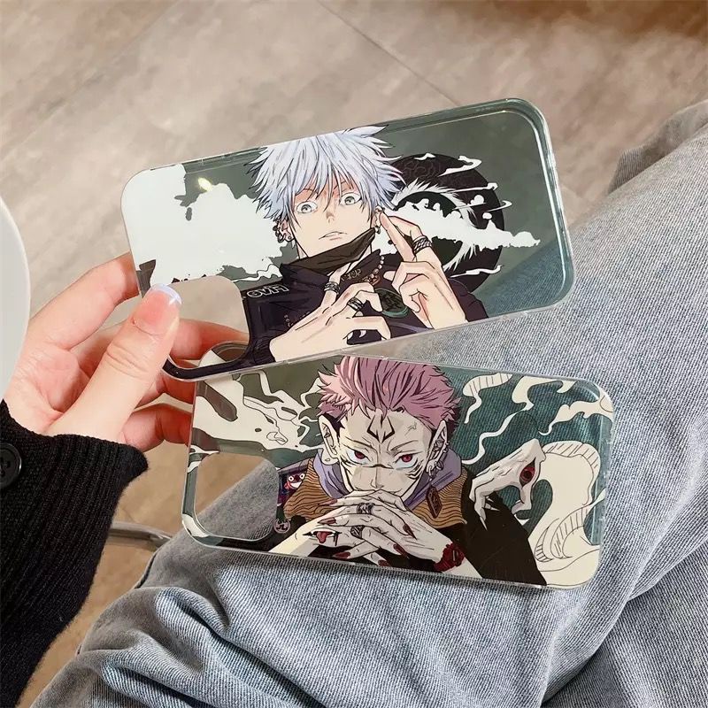 Jujutsu kaisen close up sukuna dan gojo laser invisible case iphone for xr 11 12 promax (no mini)