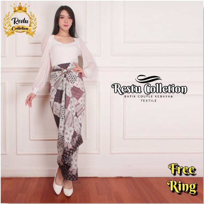 Rok Lilit Batik Wanita Premium Gold Foil / Mumu Pink