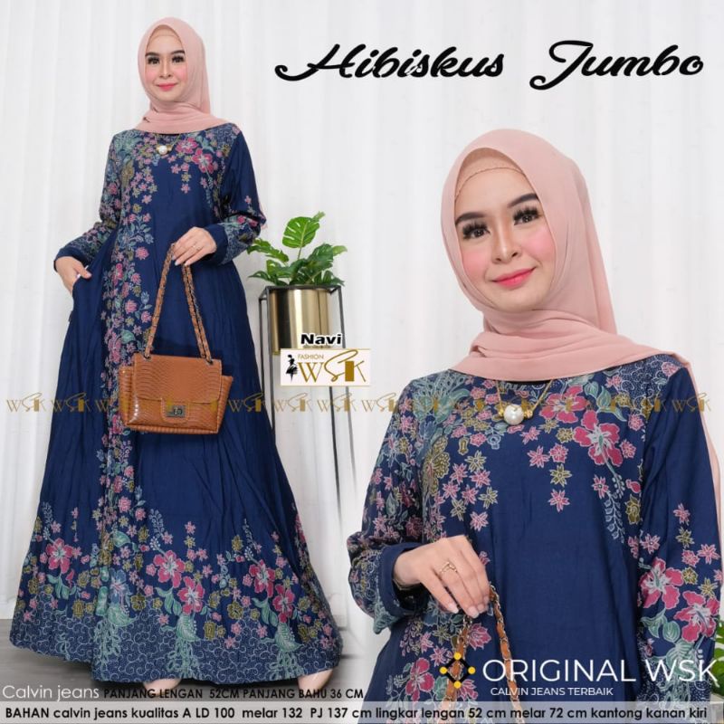 gamis CALVIN JEANS hibiskus standart dan jumbo