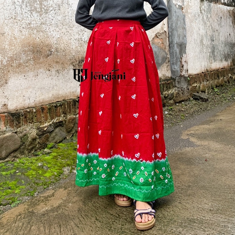 Rok Jumputan Twotone | Samanta Batik Jumputan Skirt | Jumputan Ori Handmade Dua Warna | Seragam Rok Premium